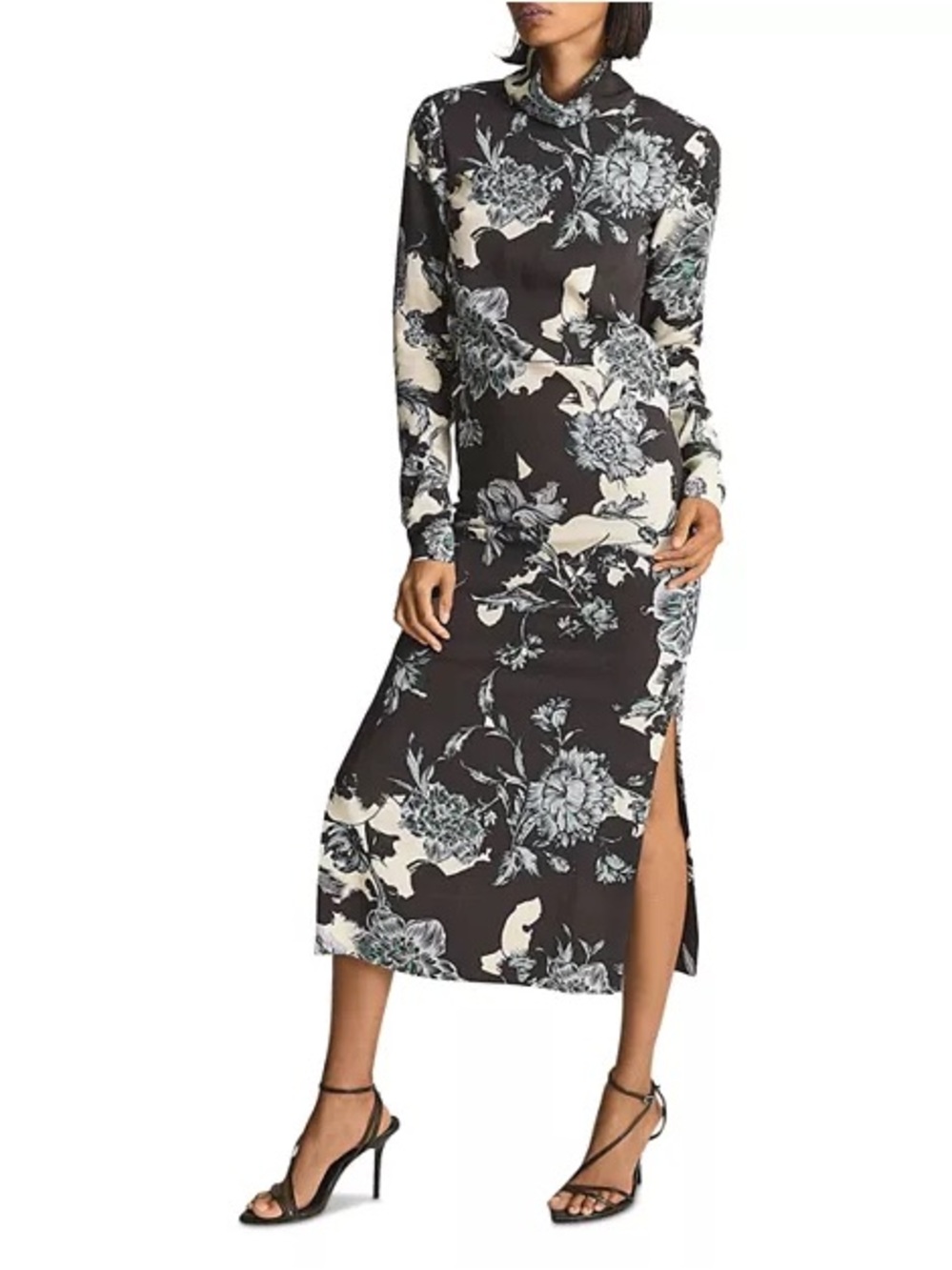 NWT Reiss Theresa Floral High Neck Long Sleeve Midi Dress US 6 $430